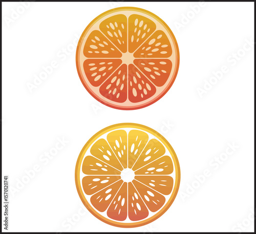 Orange Slice Cross Section Icons Set - Vector Collection of Citrus Fruit Segment Illustrations