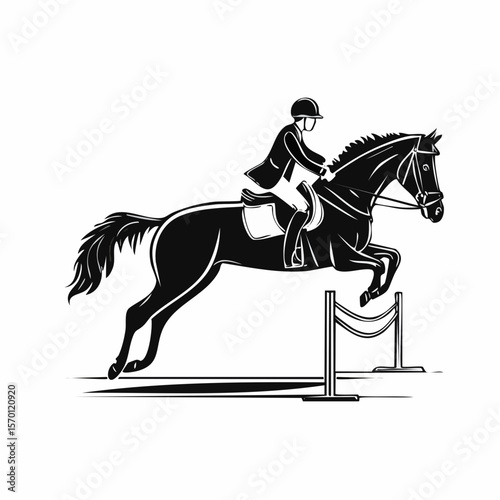 Show Jumping Vector Images. Equestrian Sport Vector Image isolated on white background.