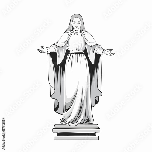 Marble statue of a priest  image vector isolated on white background.