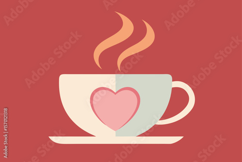 A Cup of Tea with Heart Shaped Steam