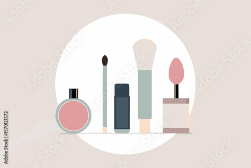 Makeup Set on Marble Background