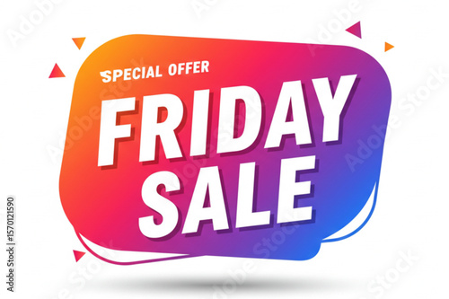 Vibrant Friday Sale banner featuring a dynamic gradient background, ideal for promotions and seasonal advertising campaigns.