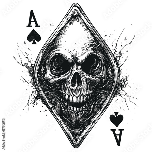 Skull Design on Ace of Spades Card