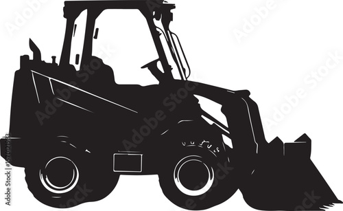 Skid Steer Silhouette Vector Illustration on Transparent Background