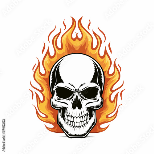Flaming Skull image vector. Flaming Skull Stock Illustrations.