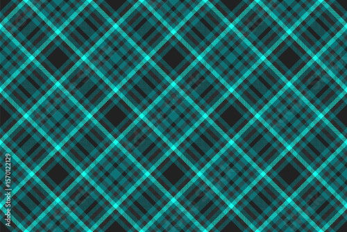 A vibrant, modern plaid pattern in striking teal and black. Ideal for backgrounds, textiles, or adding a touch of stylish texture.