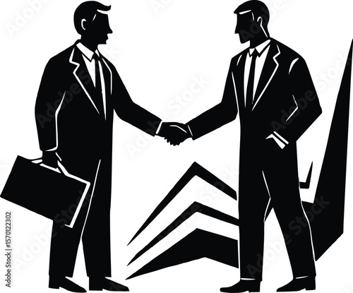 Founder Shaking Investor Hand Silhouette | Startup Investment Deal Silhouette