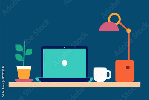 Workspace with Laptop and Coffee Cup