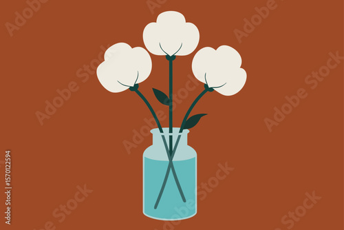 Cotton Stems in Vintage Glass Jar