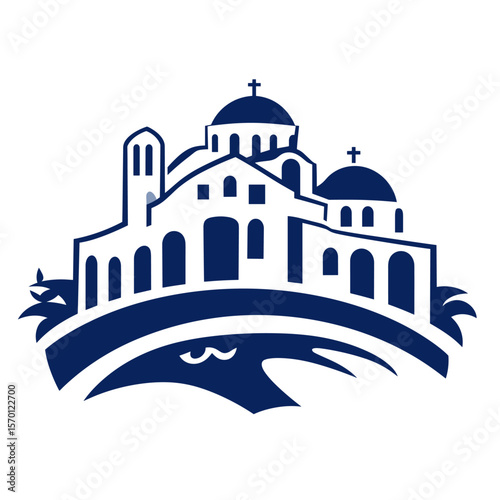 A line LOGO with Santorini as the main body