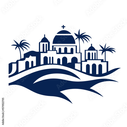 A line LOGO with Santorini as the main body