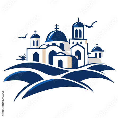 A line LOGO with Santorini as the main body