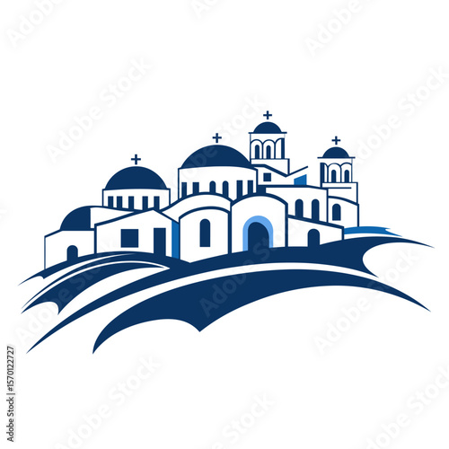 A line LOGO with Santorini as the main body