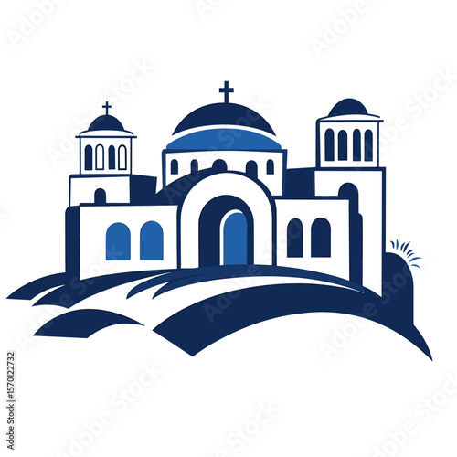 A line LOGO with Santorini as the main body