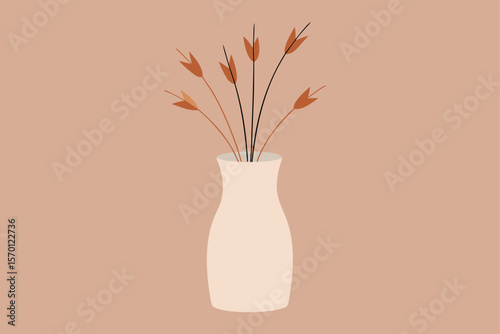 Dried Flowers in Ceramic Vase with Linen