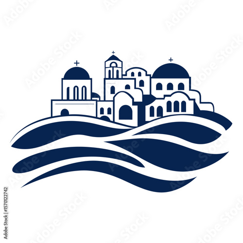 A line LOGO with Santorini as the main body