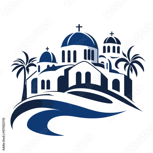 A line LOGO with Santorini as the main body