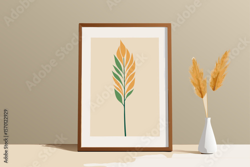 Framed Botanical Print Beside Pampas Grass