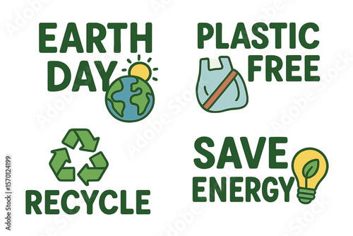 A collection of quotes centered around the concepts of Earth Day, reducing plastic use, recycling, adopting a green lifestyle, and conserving energy
