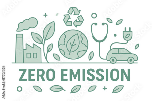 An environmental zero waste nature friendly lifestyle with a zero emission background is suitable for industry, eco, medical, pollution, and automobile applications