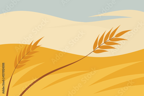 Golden Field of Wheat Moving in Wind