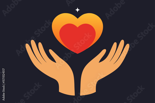 Hands Holding Glowing Heart Self Love Concept