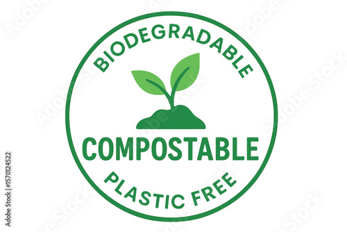 Eco seal and compostable product label, a biodegradable and plastic-free icon