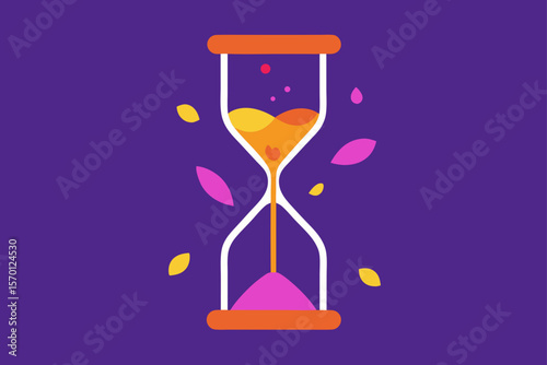 Hourglass with Falling Flowers Time and Beauty