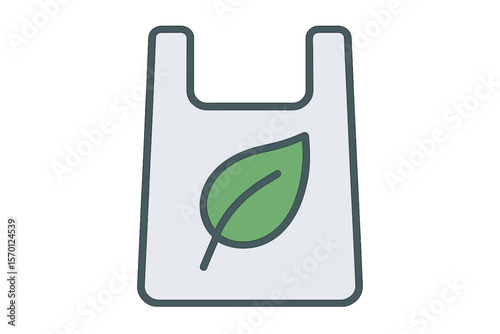 Vector logo featuring a leaf icon on a plastic bag symbolizing biodegradability