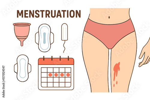 Women's menstrual hygiene products, including cups, pads, and tampons, and resources like calendars and period-tracking tools, are essential for managing menstruation and addressing common period