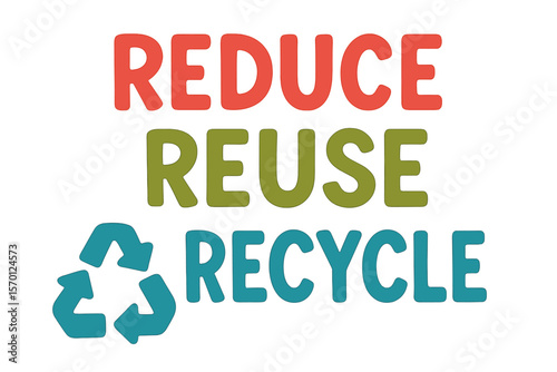 The 3R concept of reduce, reuse, and recycle is a well-known environmental principle often represented by distinctive lettering that is typically depicted in isolation