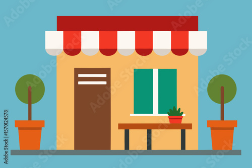 Italian Street Cafe with Flower Pots