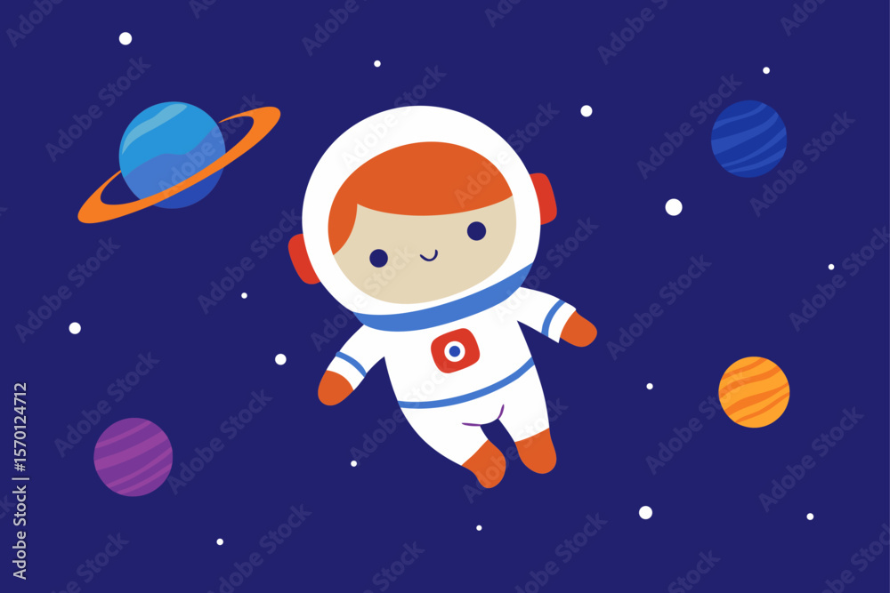 Little Astronaut Floating in Space Adventure Theme Little Astronaut Floating in Space Adventure Theme