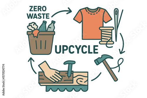 The process and technique of upcycling involves reusing and utilizing waste to achieve zero waste