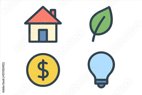 Icons of reduction are pixel perfect, including home, ecology, and money