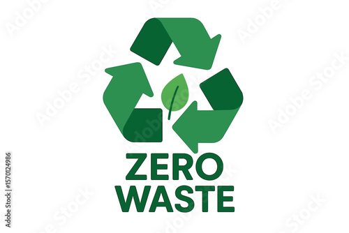 Vector illustration of a zero waste icon logo for an eco-friendly green campaign