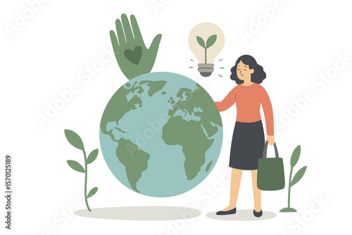 Protect the earth and planet through a tiny person concept of environmental lifestyle on a transparent background, emphasizing responsible resource consumption