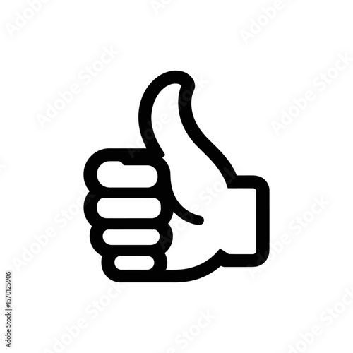 A strong symbol of approval encouragement and positive feedback in a bold simple black line icon