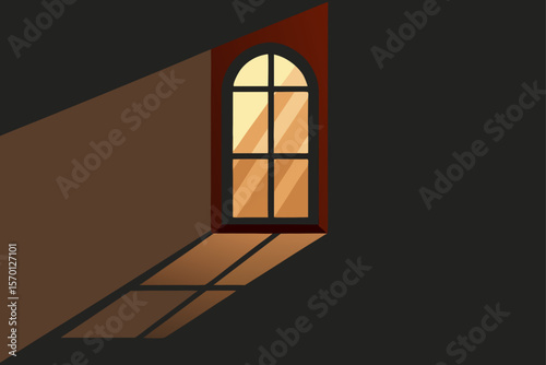 Sunlight Through Old Window on Textured Wall