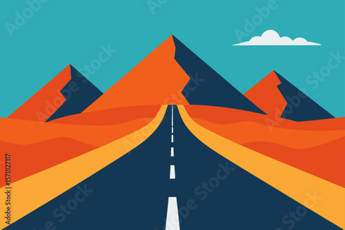 Open Road Leading to Mountain Adventure Concept