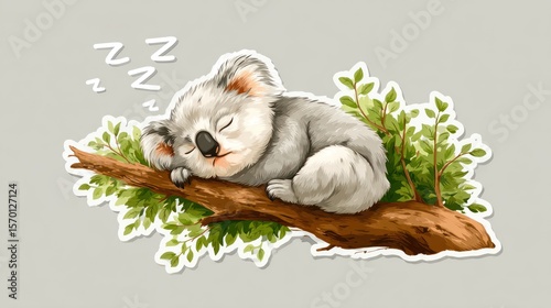 Cute koala sleeping on a branch