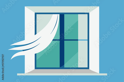Sheer Curtain Blowing by Open Window