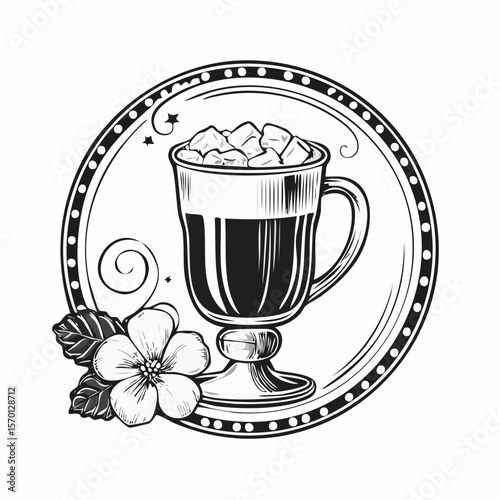 Irish Coffee Vector Art, Icons, and Graphic isolated on white background.