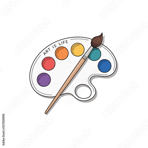 Art is life painted on a palette with a paintbrush and vibrant colors