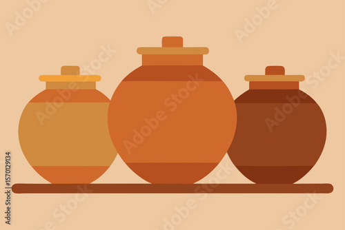 Earthy Ceramic Pots in Symmetrical Setup