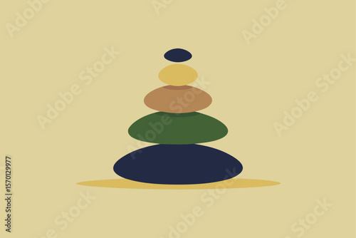 Zen Garden Stones Balanced in Minimal Style