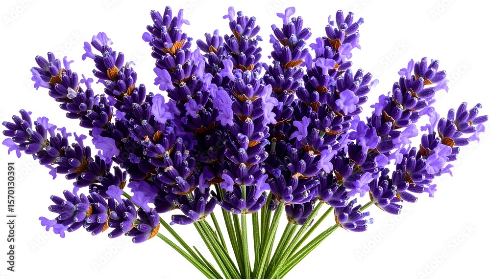 Fototapeta premium Close-Up of Fresh Lavender Flowers in Bloom on White Background