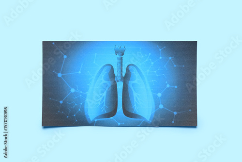 Paper lungs on blue background