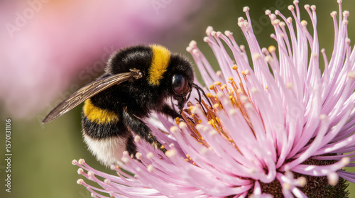 Pollination moment in garden.