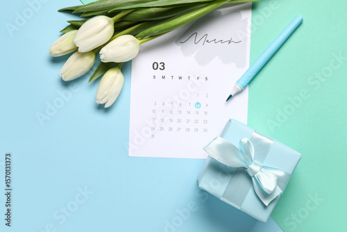 Calendar with beautiful whi...